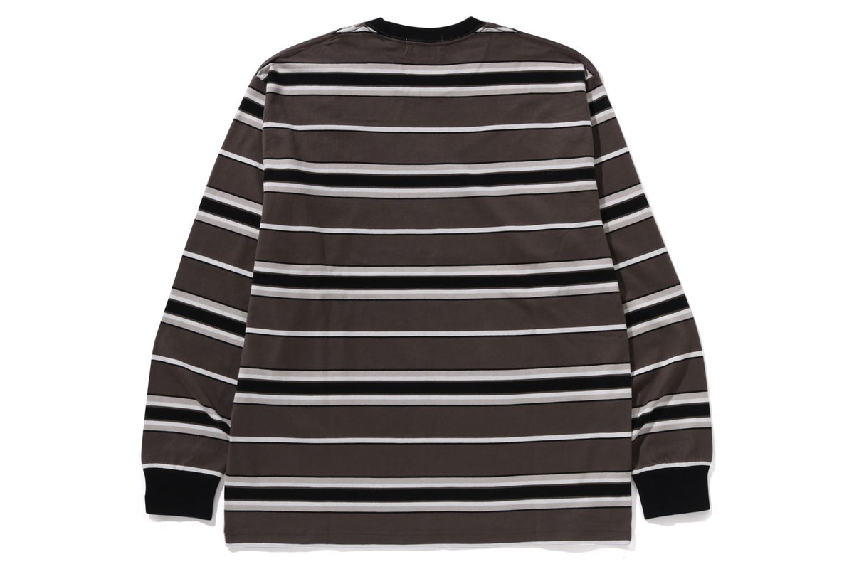 APE HEAD ONE POINT STRIPE RELAXED FIT L/S TEE MENS