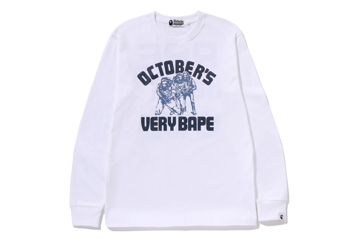 BAPE X OVO COLLEGE LONG SLEEVE TEE