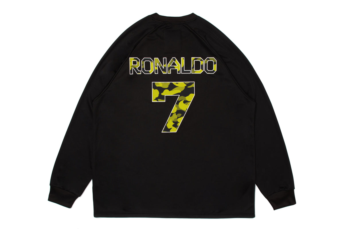 BAPE X CR7 LIFE MULTI LOGO POLY RELAXED FIT LS FOOTBALL JERSEY