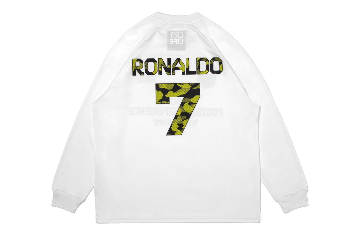BAPE X CR7 LIFE MULTI LOGO POLY RELAXED FIT LS FOOTBALL JERSEY