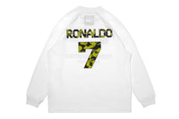 BAPE X CR7 LIFE MULTI LOGO POLY RELAXED FIT LS FOOTBALL JERSEY