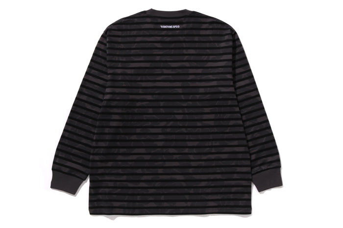 SOLID CAMO ONE POINT RELAXED FIT STRIPE LS TEE