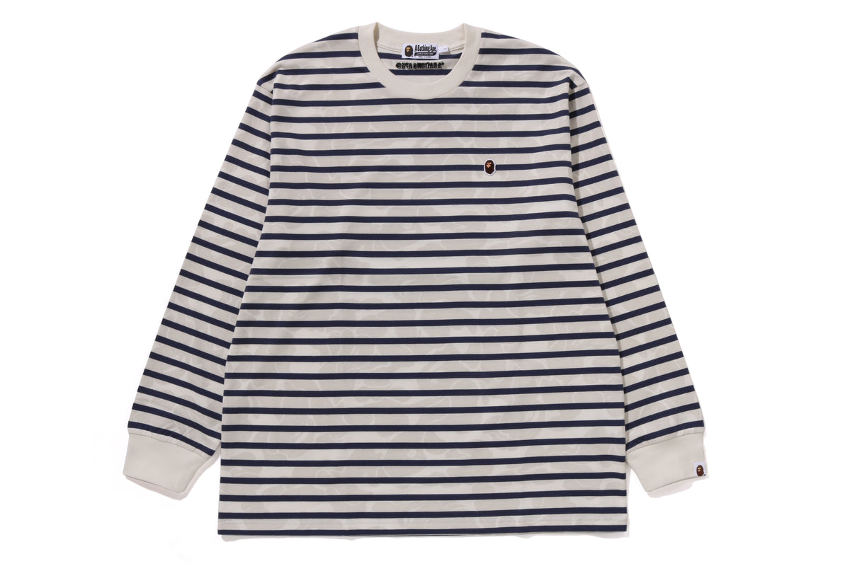 SOLID CAMO ONE POINT RELAXED FIT STRIPE LS TEE