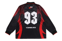 APE FLAME MONOGRAM JACQUARD LOGO RELAXED FIT FOOTBALL JERSEY