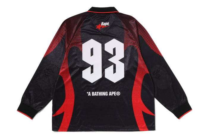APE FLAME MONOGRAM JACQUARD LOGO RELAXED FIT FOOTBALL JERSEY