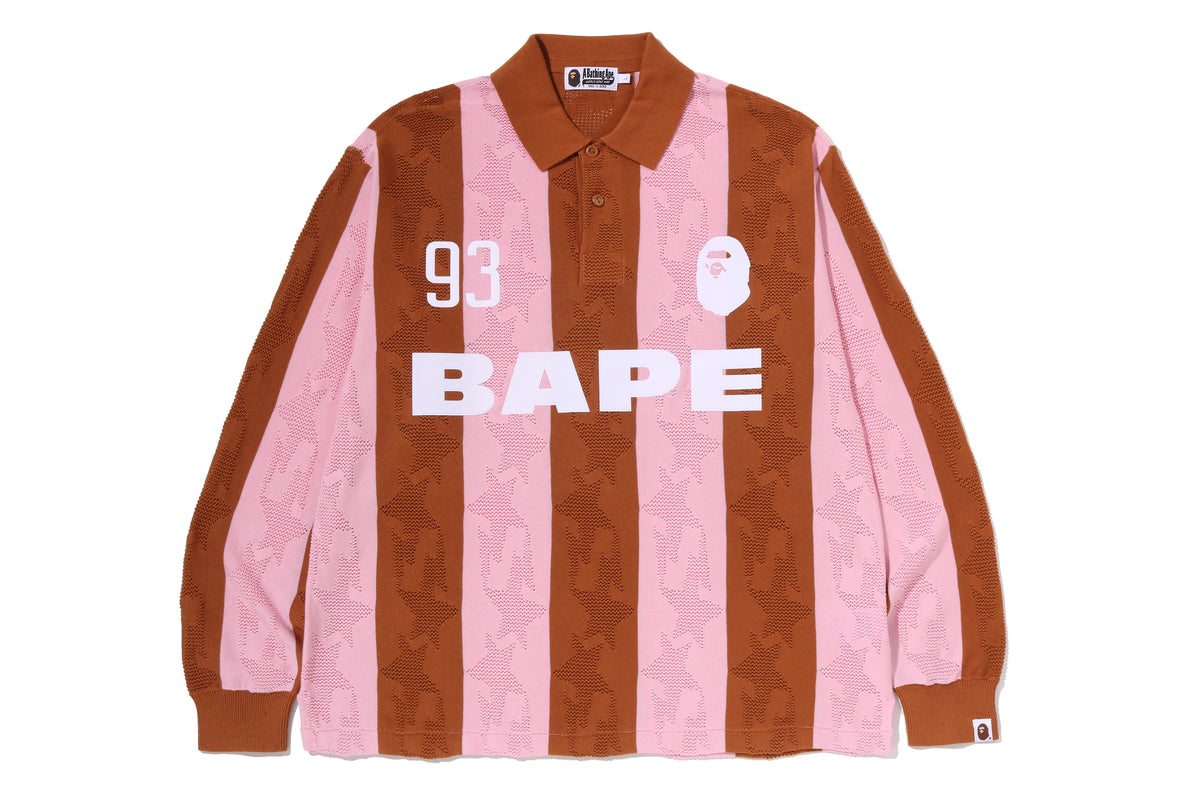 STA STRIPE PATTERN JACQUARD MULTI LOGO RELAXED FIT LS TEE