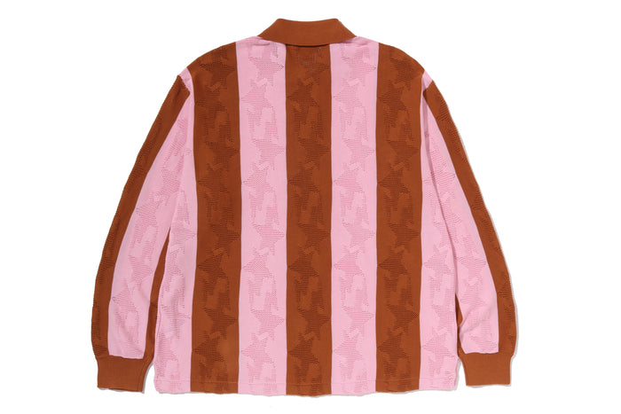 STA STRIPE PATTERN JACQUARD MULTI LOGO RELAXED FIT LS TEE