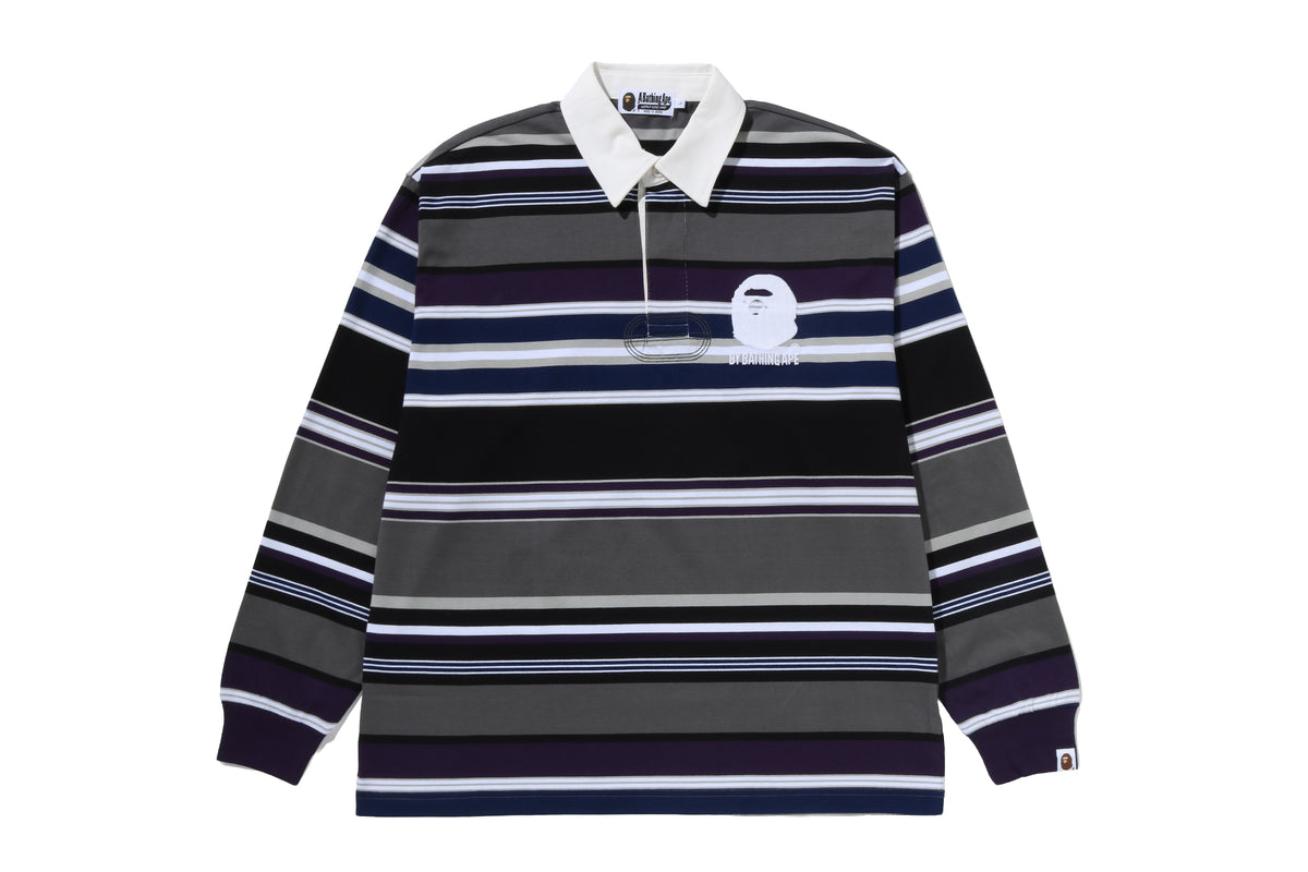 BY BATHING APE STRIPE RELAXED FIT POLO LS TEE