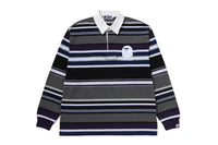 BY BATHING APE STRIPE RELAXED FIT POLO LS TEE