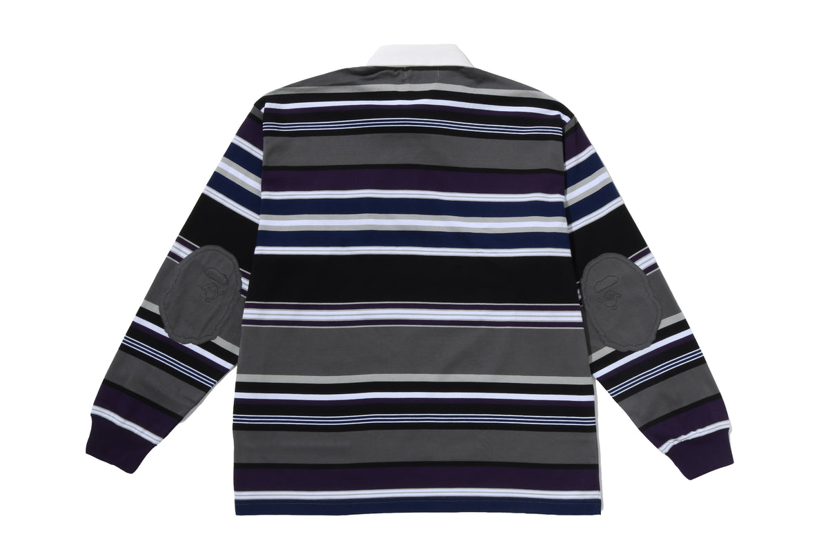 BY BATHING APE STRIPE RELAXED FIT POLO LS TEE