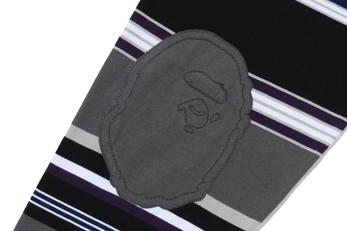 BY BATHING APE STRIPE RELAXED FIT POLO LS TEE
