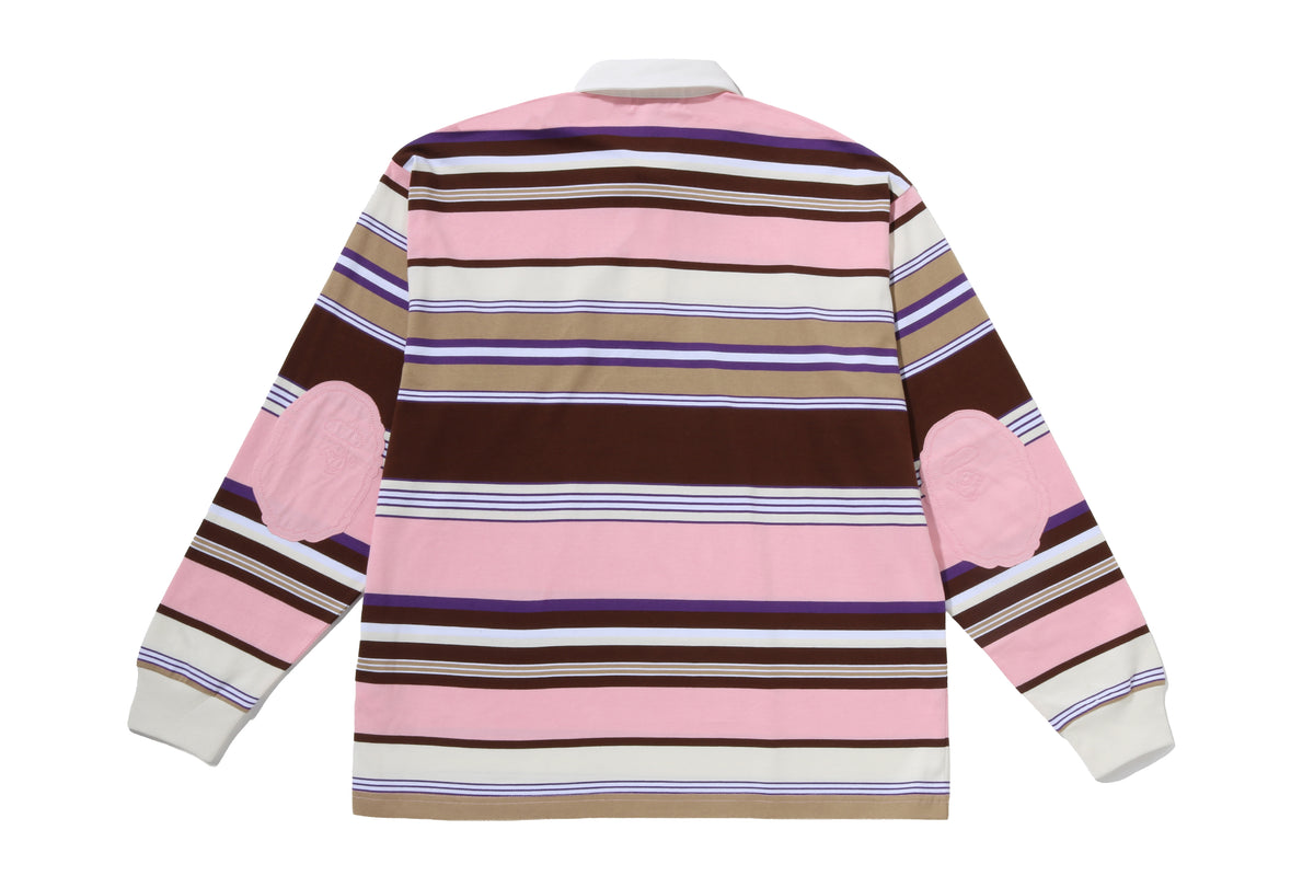 BY BATHING APE STRIPE RELAXED FIT POLO LS TEE