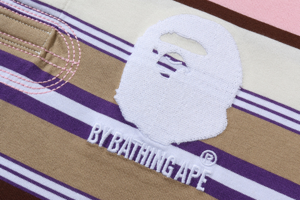 BY BATHING APE STRIPE RELAXED FIT POLO LS TEE