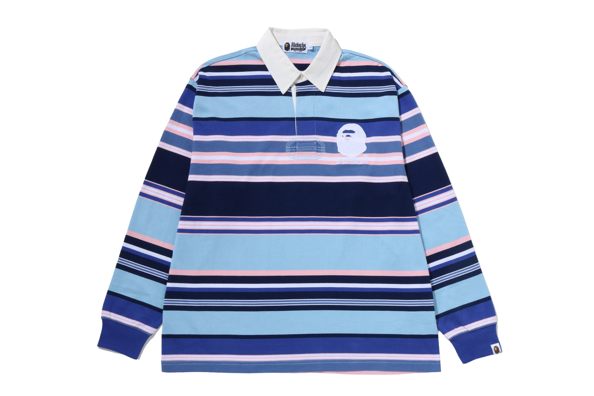 BY BATHING APE STRIPE RELAXED FIT POLO LS TEE