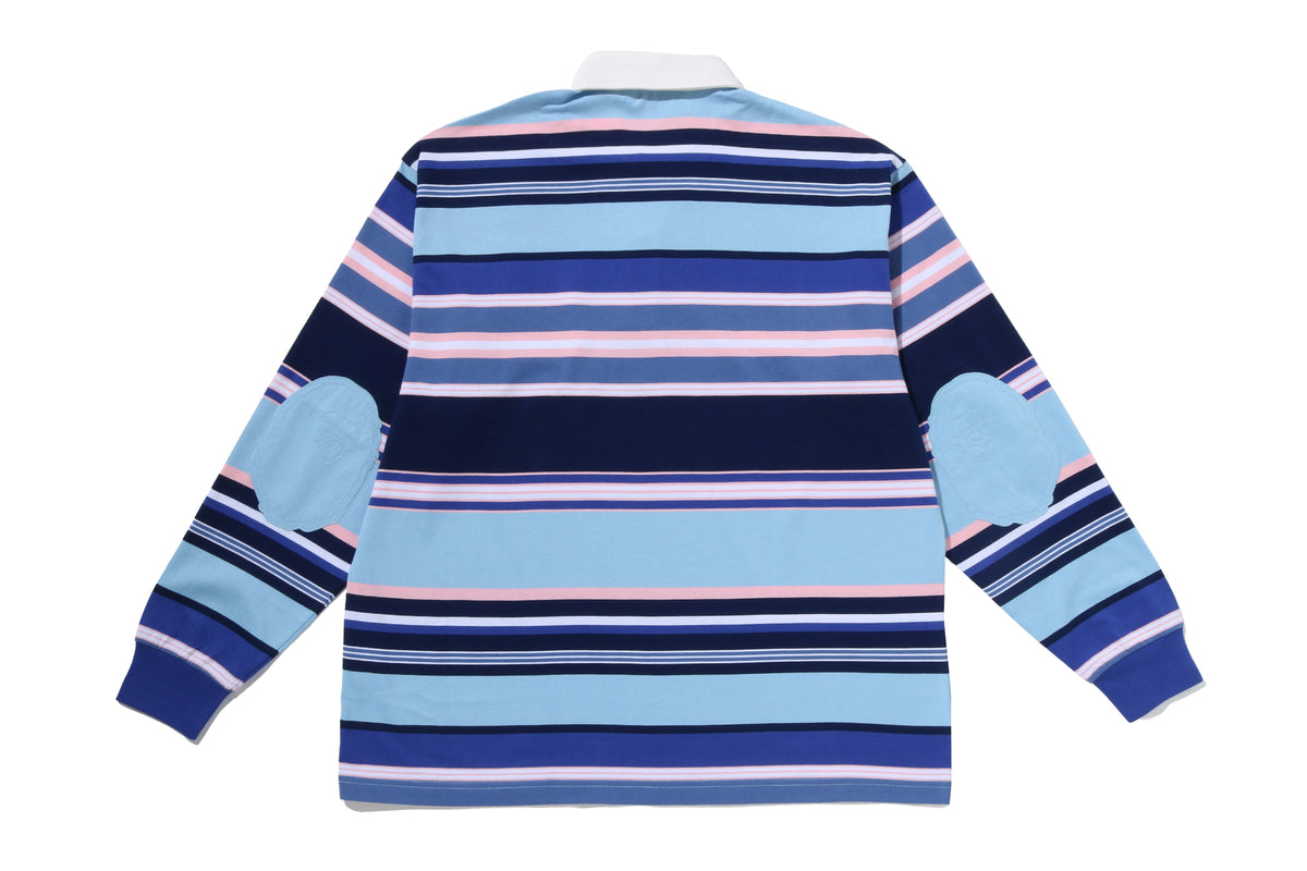 BY BATHING APE STRIPE RELAXED FIT POLO LS TEE