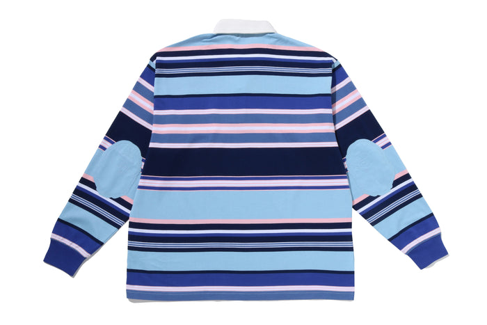 BY BATHING APE STRIPE RELAXED FIT POLO LS TEE