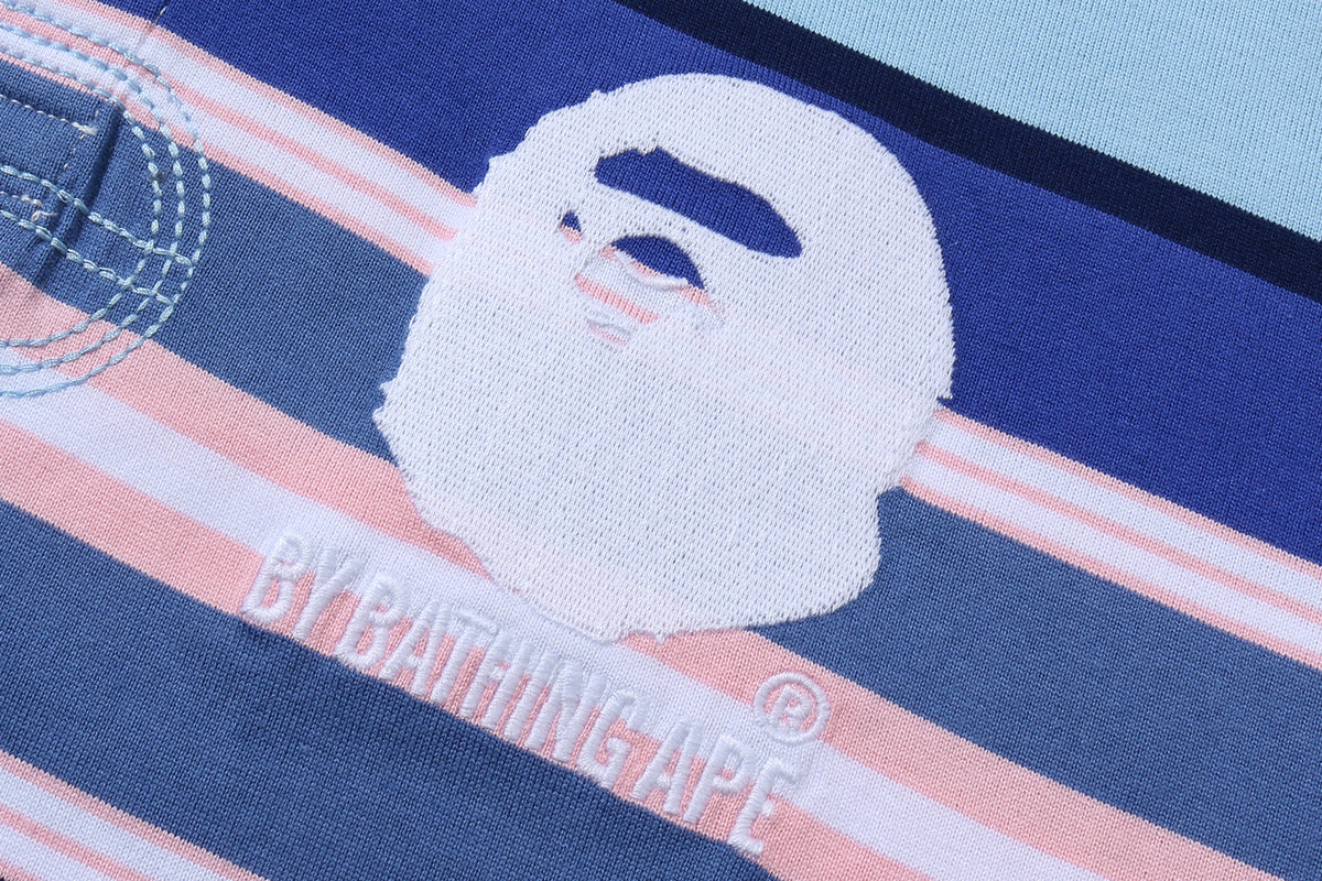BY BATHING APE STRIPE RELAXED FIT POLO LS TEE