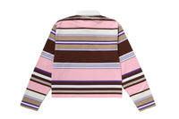 APE HEAD ONE POINT STRIPE BOXY CROPPED L/S POLO TEE LADIES