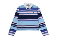 APE HEAD ONE POINT STRIPE BOXY CROPPED L/S POLO TEE LADIES