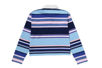 APE HEAD ONE POINT STRIPE BOXY CROPPED L/S POLO TEE LADIES