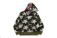 STA OVER PRINT 1ST CAMO SHARK CROPPED FIT PULLOVER HOODIE