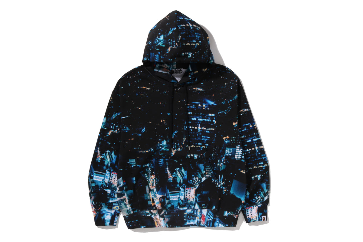 OVERALL PRINT CREASE RELAXED FIT PULLOVER HOODIE