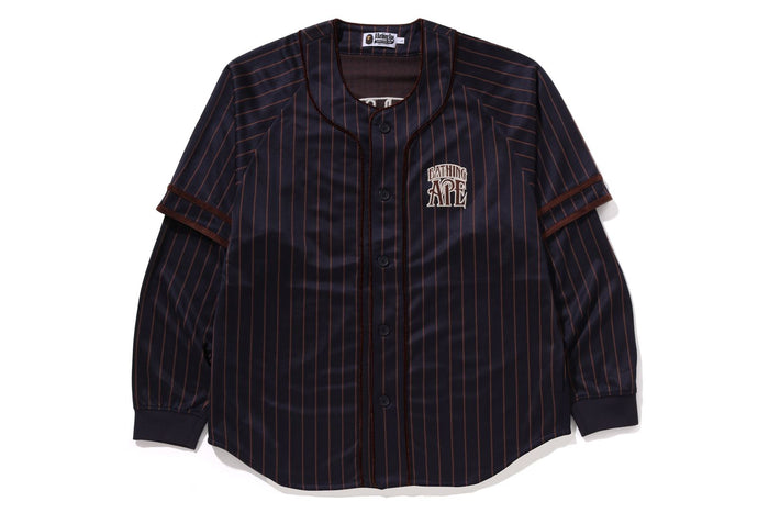 STRIPE LAYERED SLEEVES L/S BASEBALL SHIRT MENS