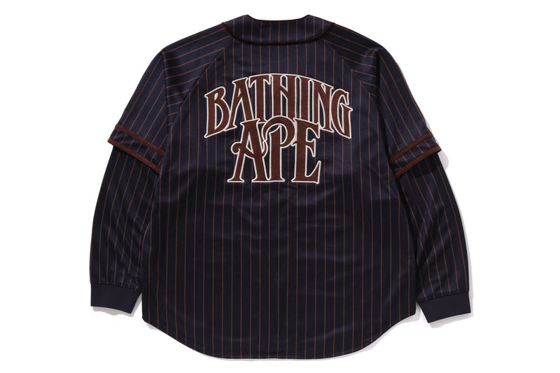 STRIPE LAYERED SLEEVES L/S BASEBALL SHIRT MENS