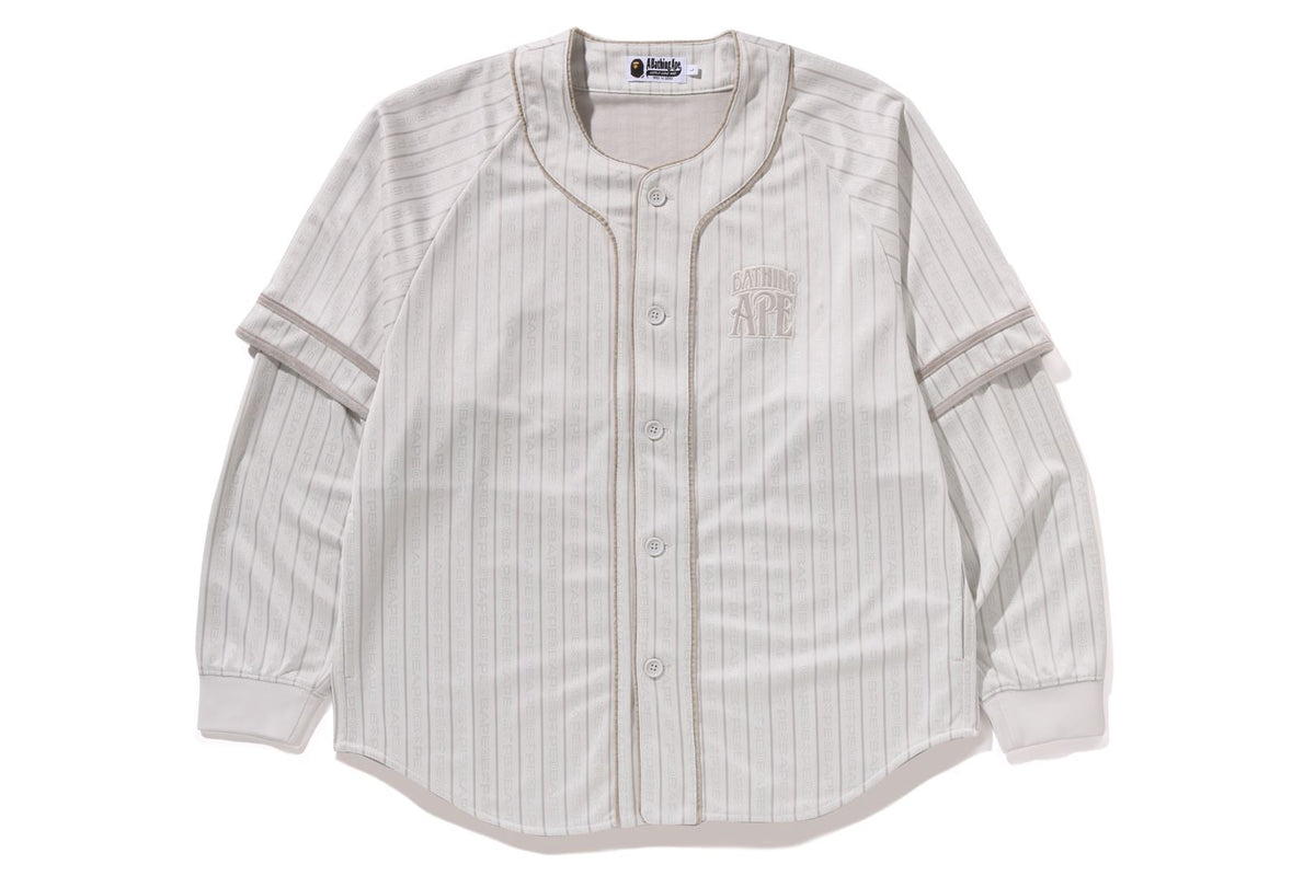 STRIPE LAYERED SLEEVES L/S BASEBALL SHIRT MENS