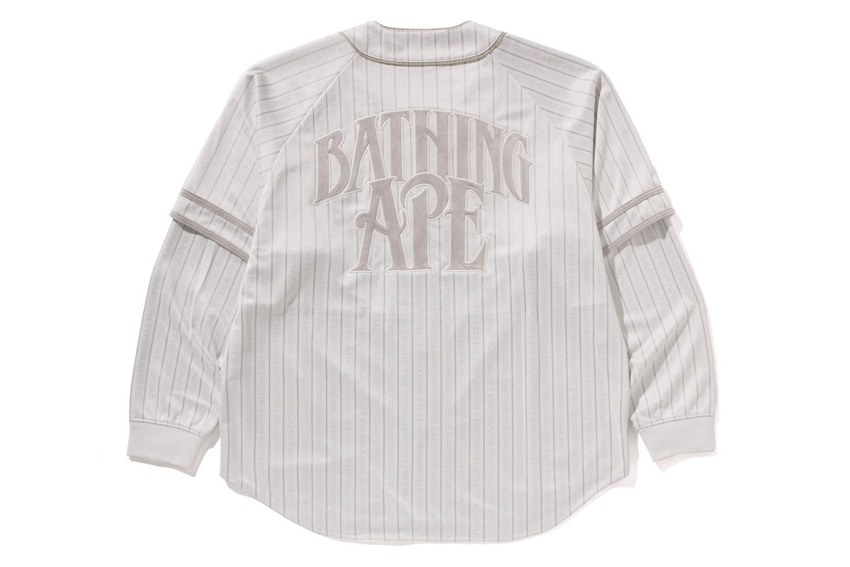 STRIPE LAYERED SLEEVES L/S BASEBALL SHIRT MENS