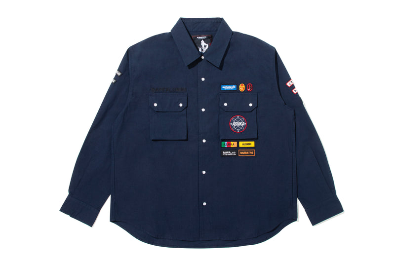 BAPE BY KAZUKI KURAISHI MUTI PATCH MILITARY LS SHIRT