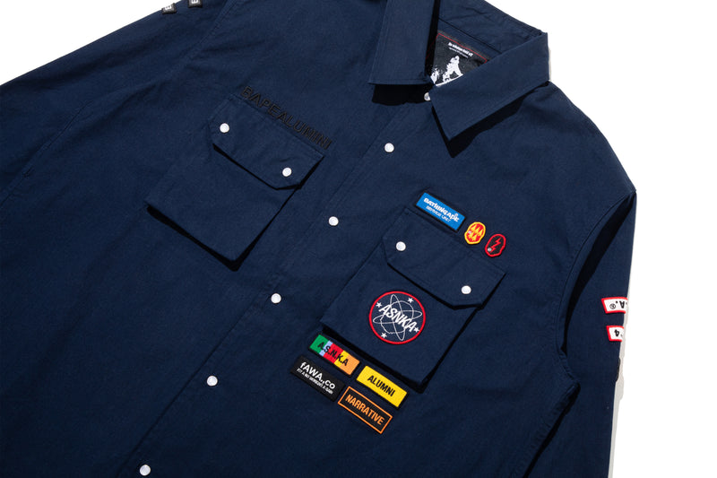 BAPE BY KAZUKI KURAISHI MUTI PATCH MILITARY LS SHIRT