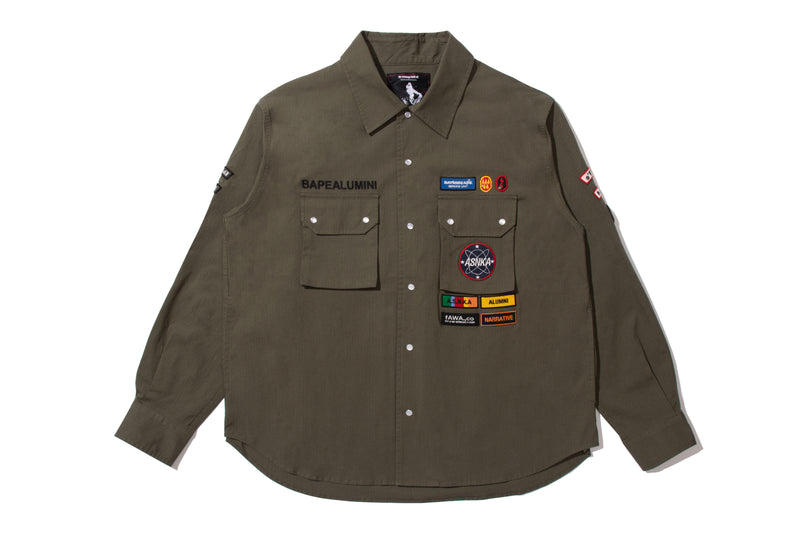 BAPE BY KAZUKI KURAISHI MUTI PATCH MILITARY LS SHIRT