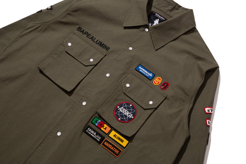 BAPE BY KAZUKI KURAISHI MUTI PATCH MILITARY LS SHIRT