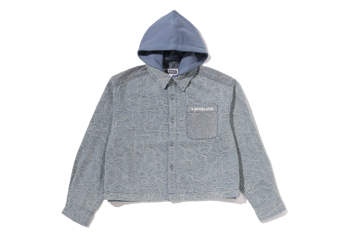 LINE CAMO DENIM HOODED CROPPED SHIRT LADIES