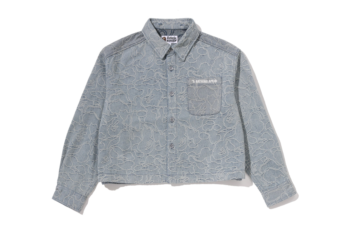 LINE CAMO DENIM HOODED CROPPED SHIRT LADIES