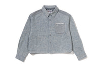 LINE CAMO DENIM HOODED CROPPED SHIRT LADIES