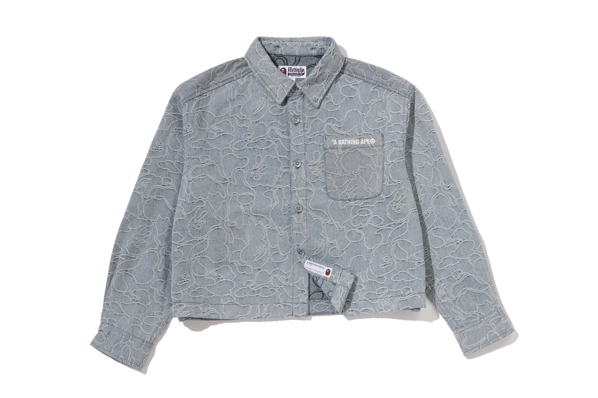 LINE CAMO DENIM HOODED CROPPED SHIRT LADIES