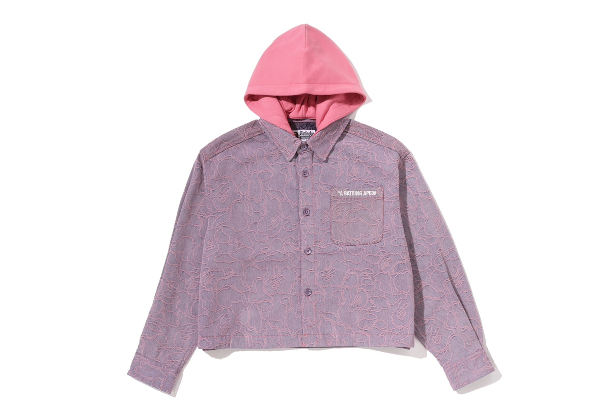 LINE CAMO DENIM HOODED CROPPED SHIRT LADIES