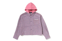LINE CAMO DENIM HOODED CROPPED SHIRT LADIES