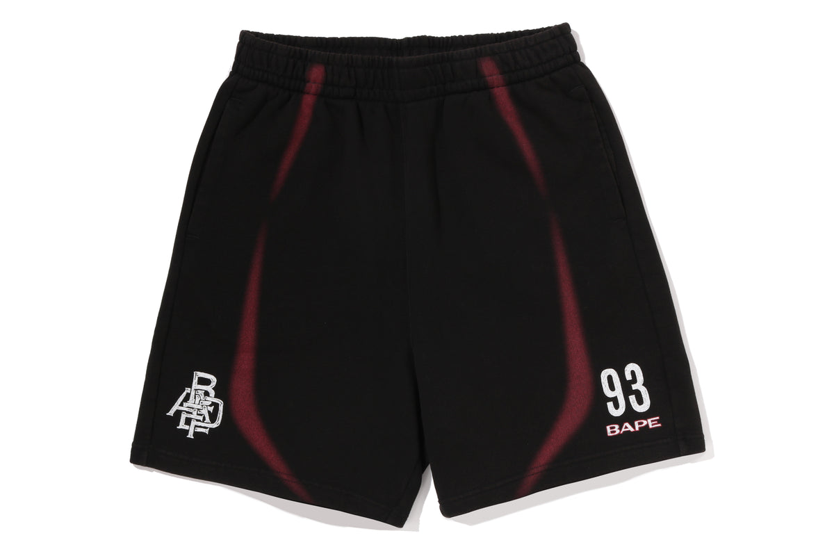 HEAVY WASH HAND DRAW FOOTBALL LOGO RELAXED FIT SWEAT SHORTS