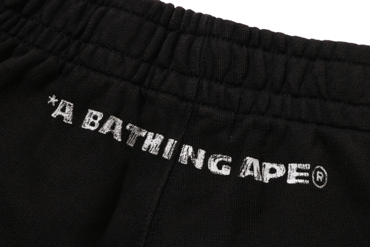 HEAVY WASH HAND DRAW FOOTBALL LOGO RELAXED FIT SWEAT SHORTS