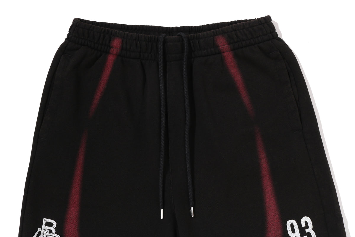 HEAVY WASH HAND DRAW FOOTBALL LOGO RELAXED FIT SWEAT SHORTS