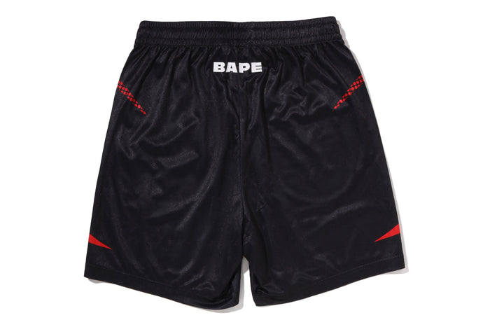 APE FLAME MONOGRAM JACQUARD RELAXED FIT FOOTBALL SHORTS