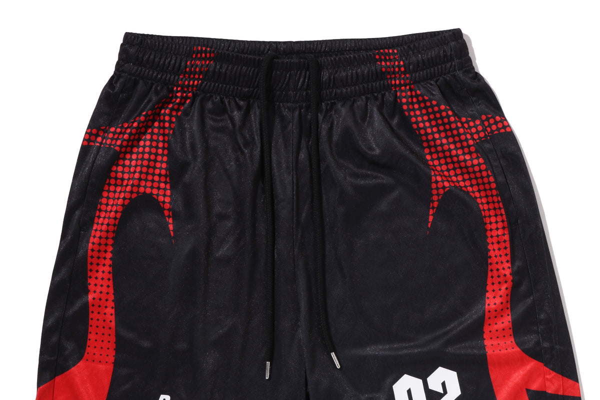 APE FLAME MONOGRAM JACQUARD RELAXED FIT FOOTBALL SHORTS