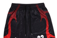 APE FLAME MONOGRAM JACQUARD RELAXED FIT FOOTBALL SHORTS