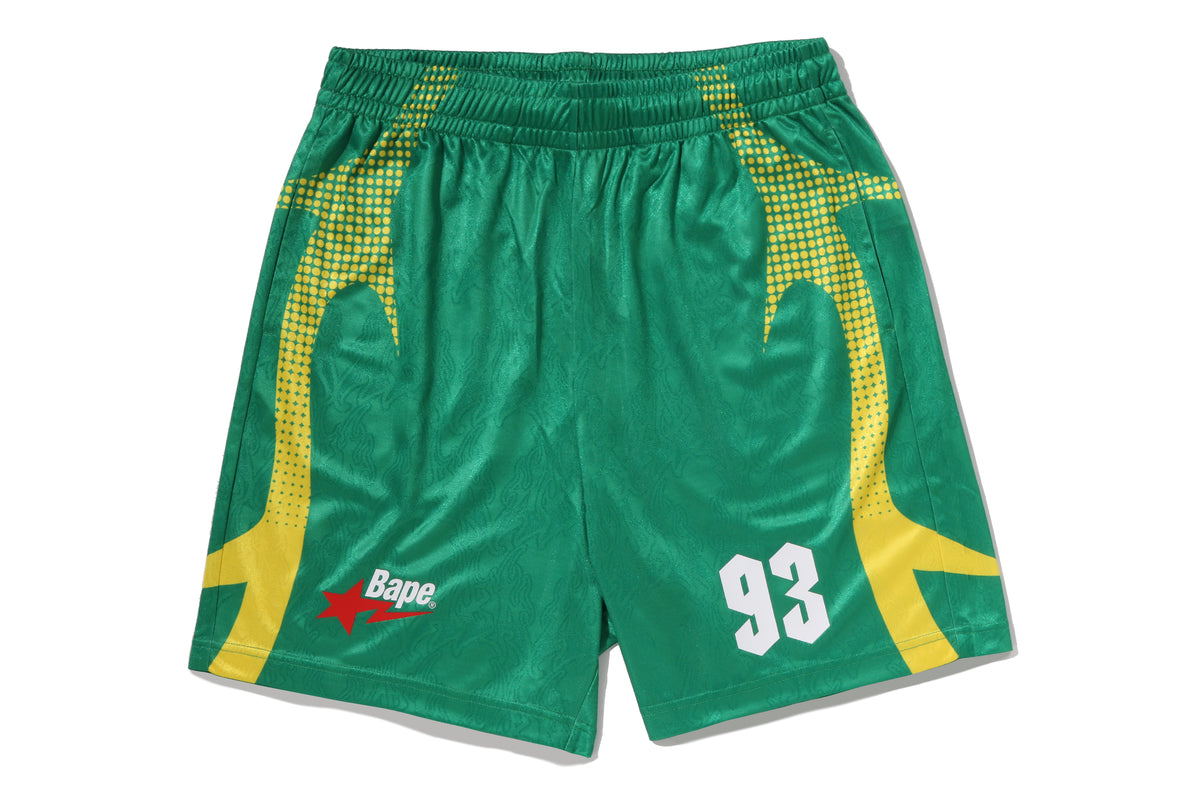 APE FLAME MONOGRAM JACQUARD RELAXED FIT FOOTBALL SHORTS