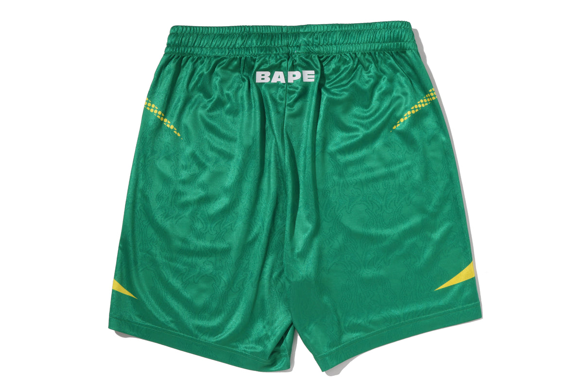 APE FLAME MONOGRAM JACQUARD RELAXED FIT FOOTBALL SHORTS