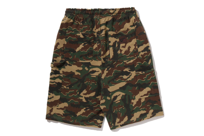 GLITCH WOODLAND CAMO DOUBLE KNEE RELAXED FIT SWEAT SHORTS