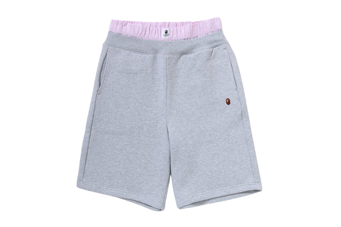 ONE POINT CHECK BOXER LAYERED SWEAT JORTS LADIES